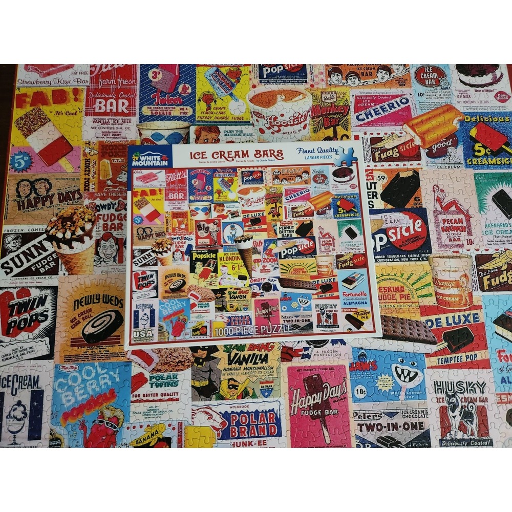 White Mountain Puzzles Ice Cream Bars 1000 Piece Jigsaw Puzzle Complete Charlie
